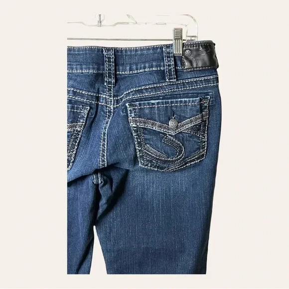 0499W. SILVER DENIM FLUID JEANS SIZE‎ 30 DARK WASH BOOTCUT MID SLIM SUKI STYLE - Picture 7 of 10